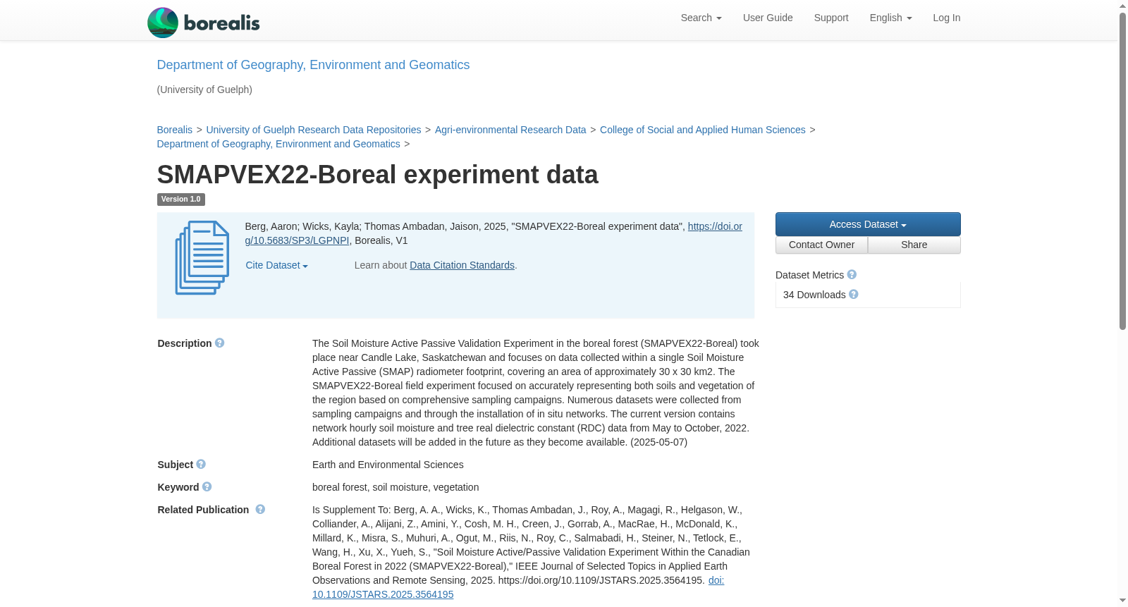 SMAPVEX22-Boreal experiment data 数据集图片