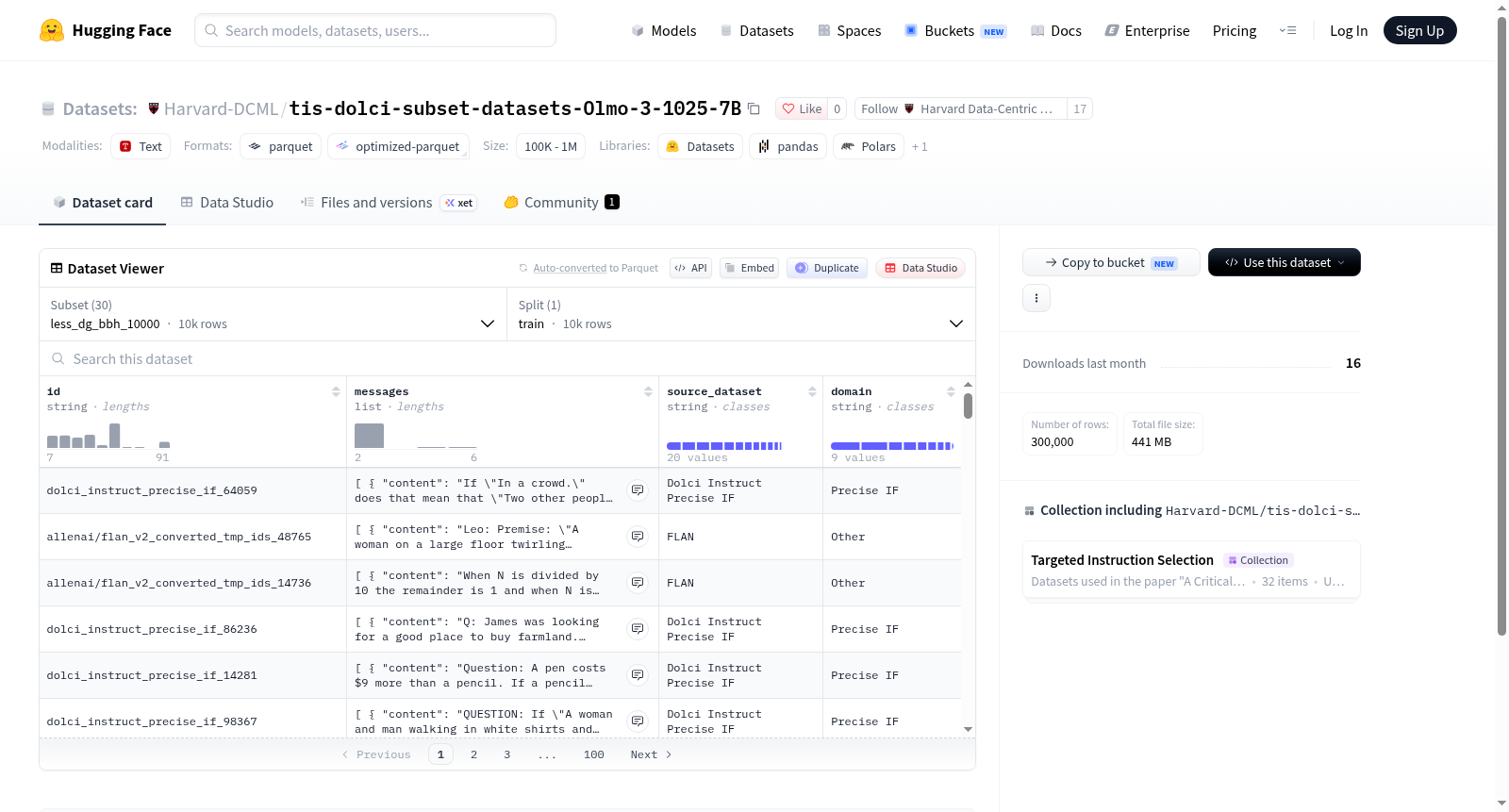 Harvard-DCML/tis-dolci-subset-datasets-Olmo-3-1025-7B 数据集图片