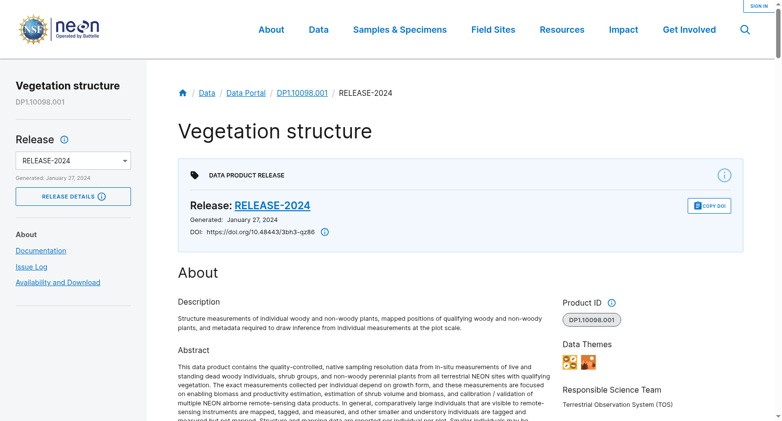 Vegetation structure (DP1.10098.001) 数据集图片