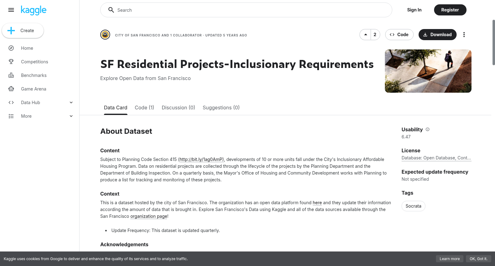 SF Residential Projects-Inclusionary Requirements 数据集图片