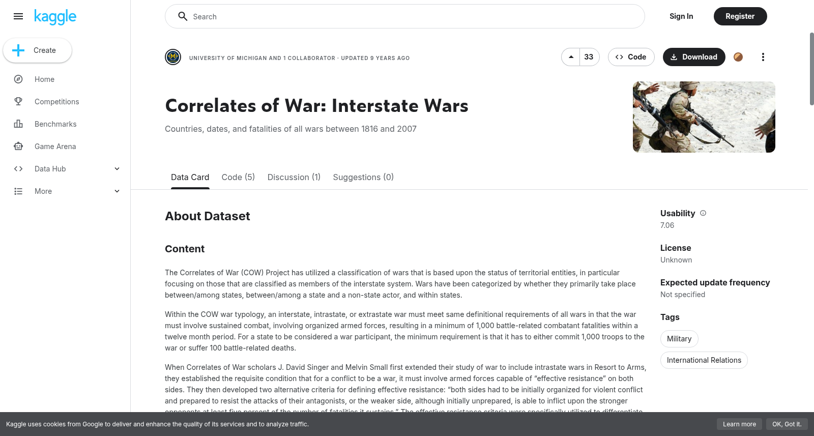 Correlates of War: Interstate Wars 数据集图片