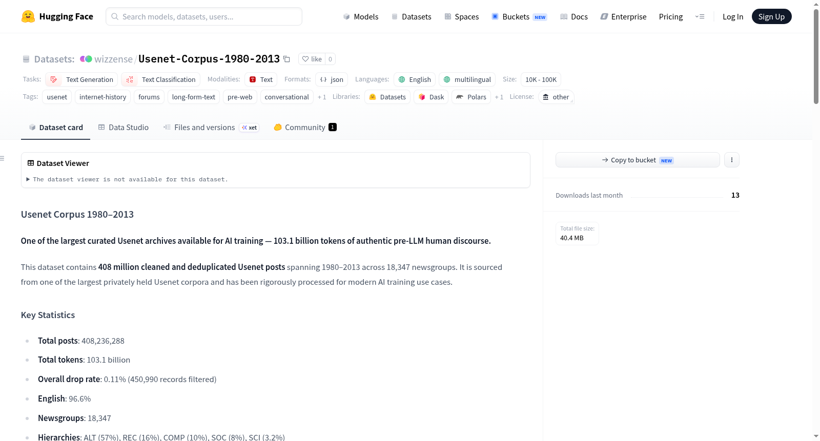 wizzense/Usenet-Corpus-1980-2013 数据集图片