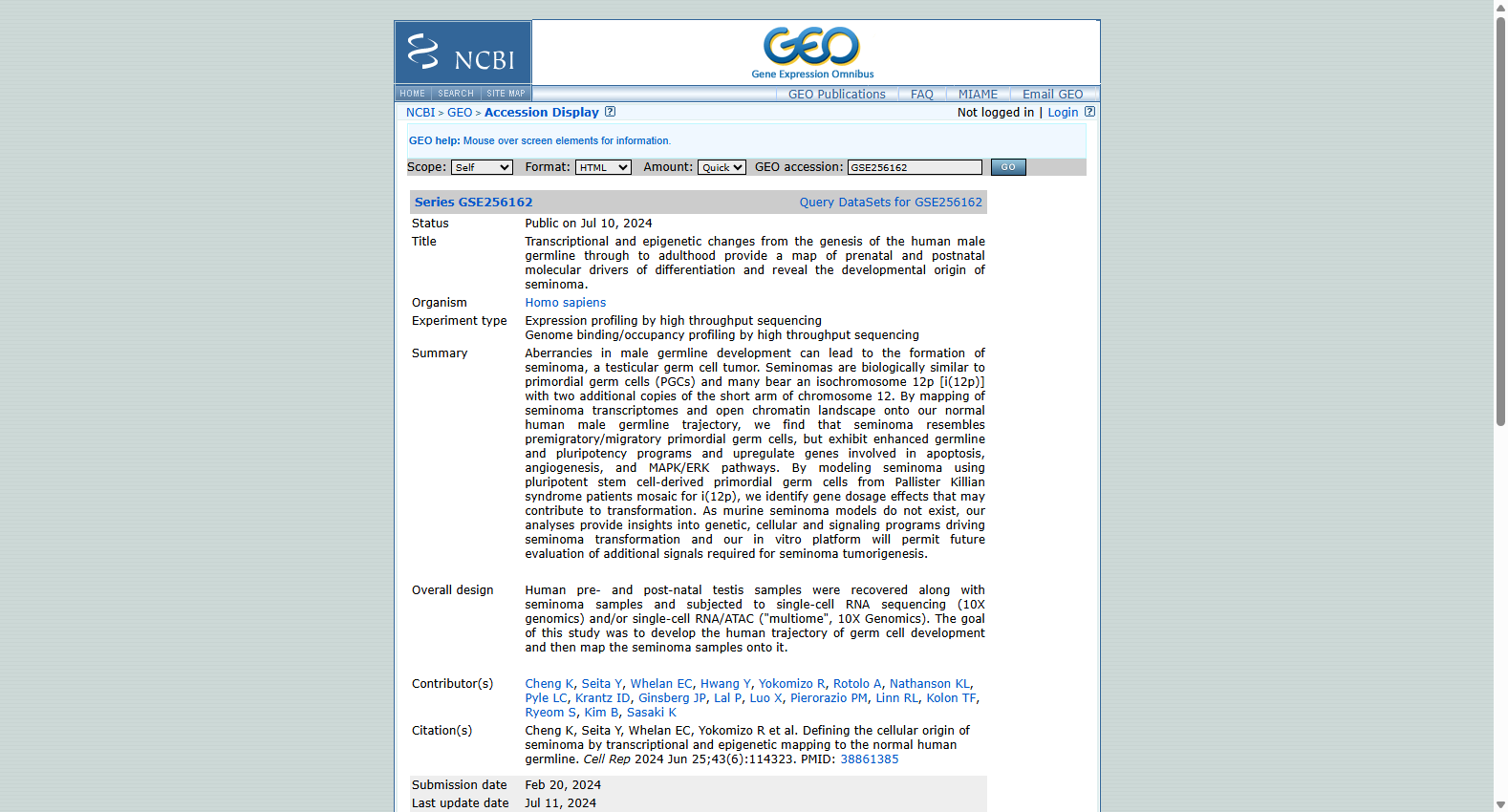 GSE256162 Human Seminoma Single-cell and Multiome Dataset