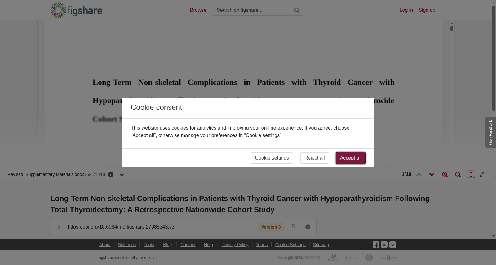 <b>Long-Term Non-skeletal Complications in Patients with Thyroid Cancer </b><b>with Hypoparathyroidism Following Total Thyroidectomy: A Retrospective Nationwide Cohort Study</b> 数据集图片