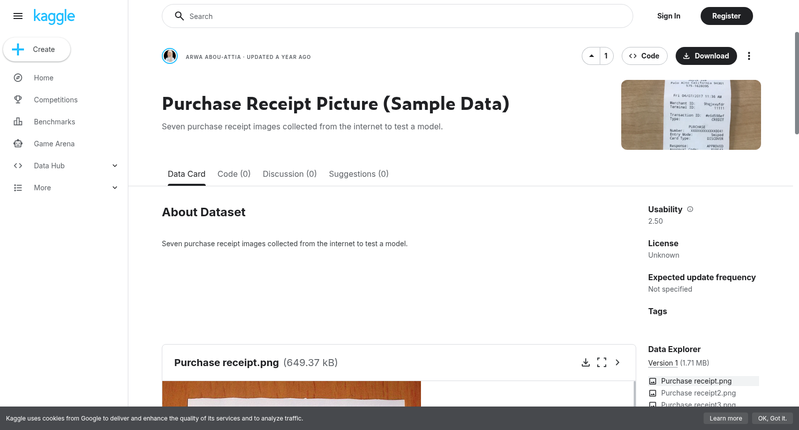 Purchase Receipt Picture (Sample Data) 数据集图片
