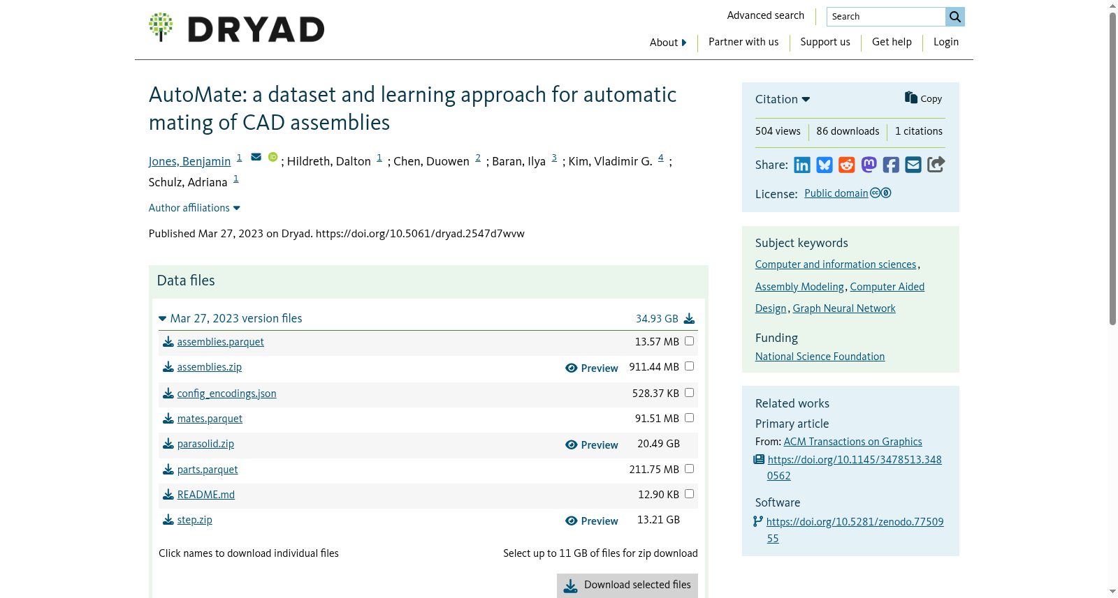 AutoMate: a dataset and learning approach for automatic mating of CAD assemblies 数据集图片