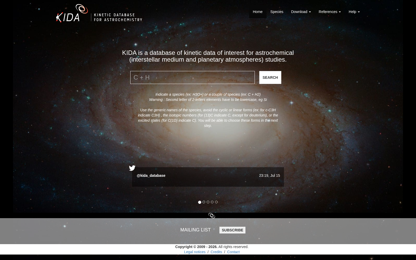 KIDA: Kinetic Database for Astrochemistry 数据集图片