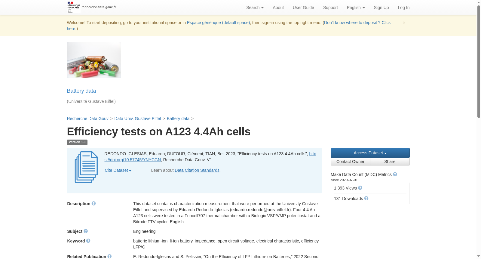 Efficiency tests on A123 4.4Ah cells 数据集图片