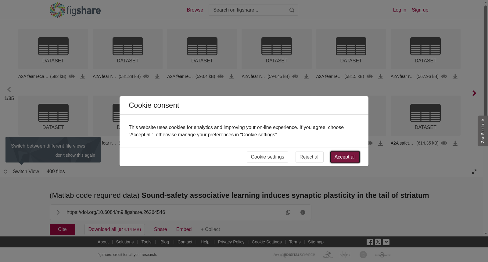 (Matlab code required data) <b>Sound-safety associative learning induces synaptic plasticity in the tail of striatum</b> 数据集图片