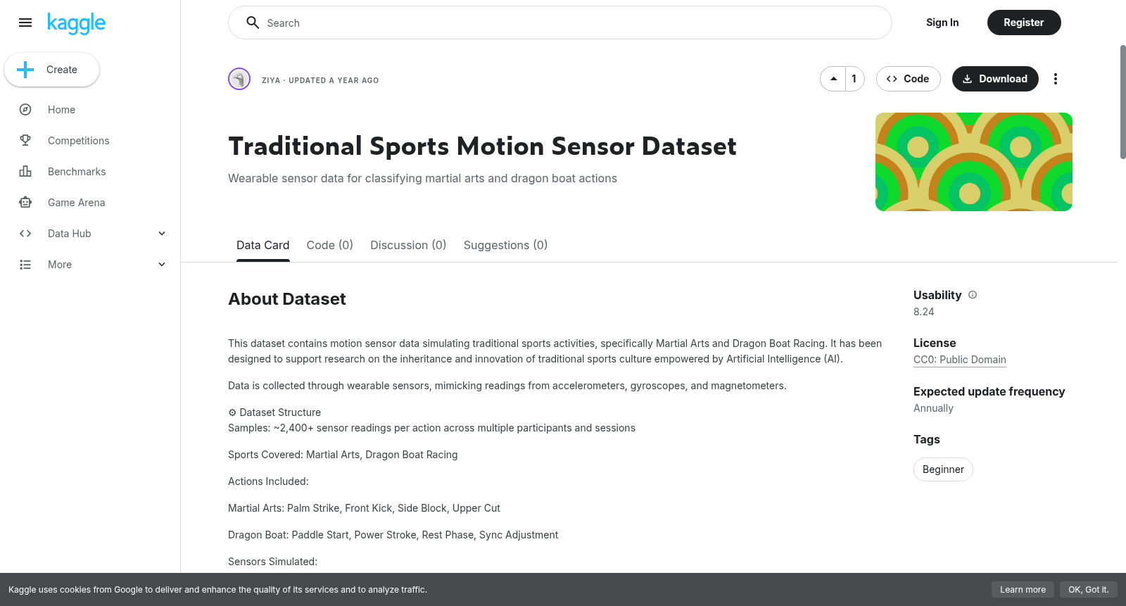 Traditional Sports Motion Sensor Dataset 数据集图片