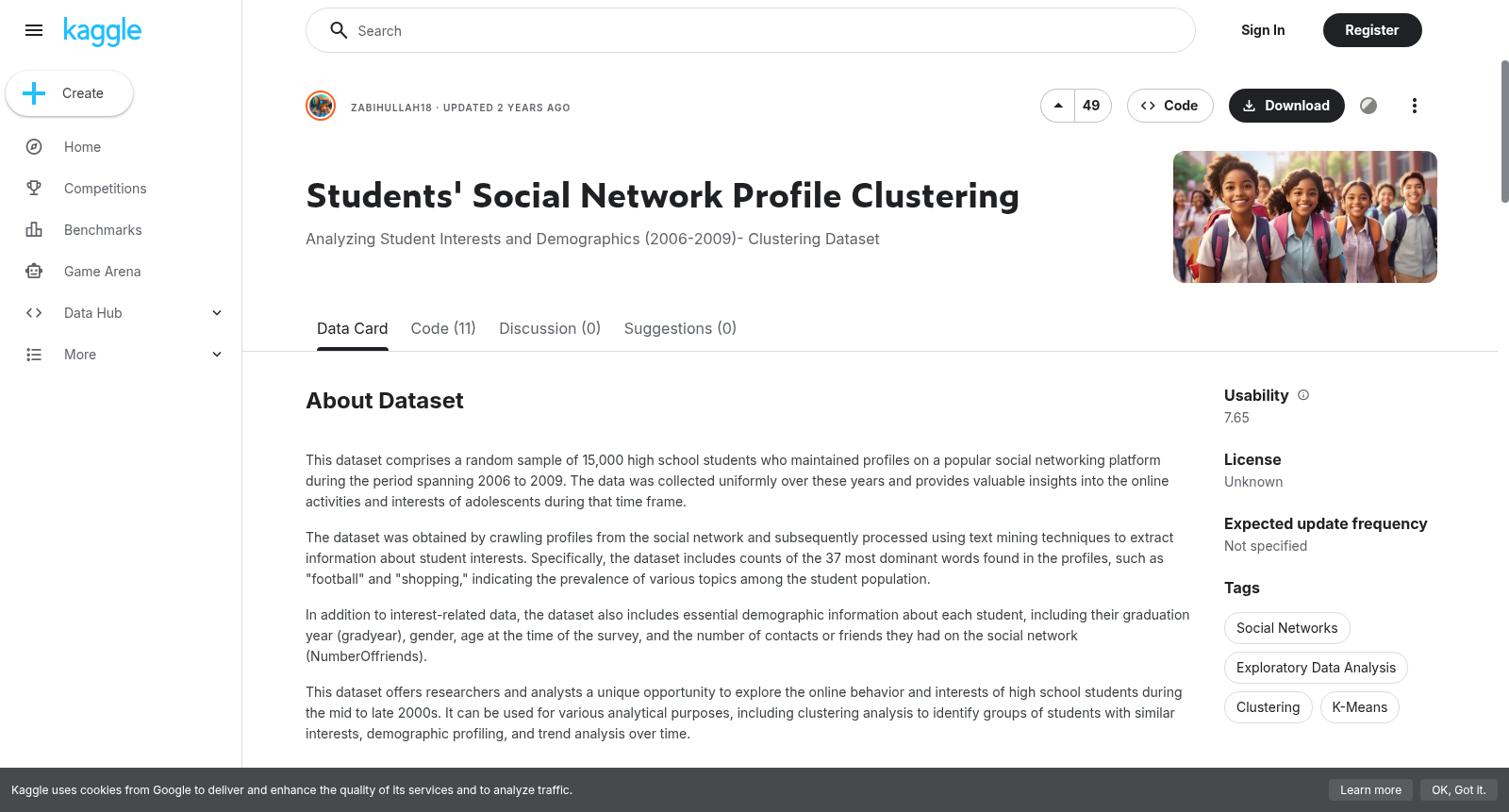 Students' Social Network Profile Clustering 数据集图片
