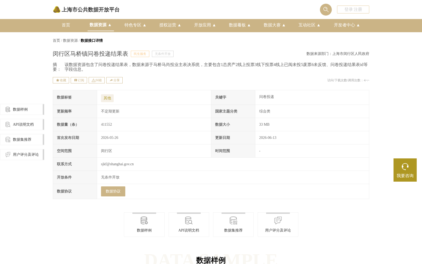 闵行区马桥镇问卷投递结果表 数据集图片