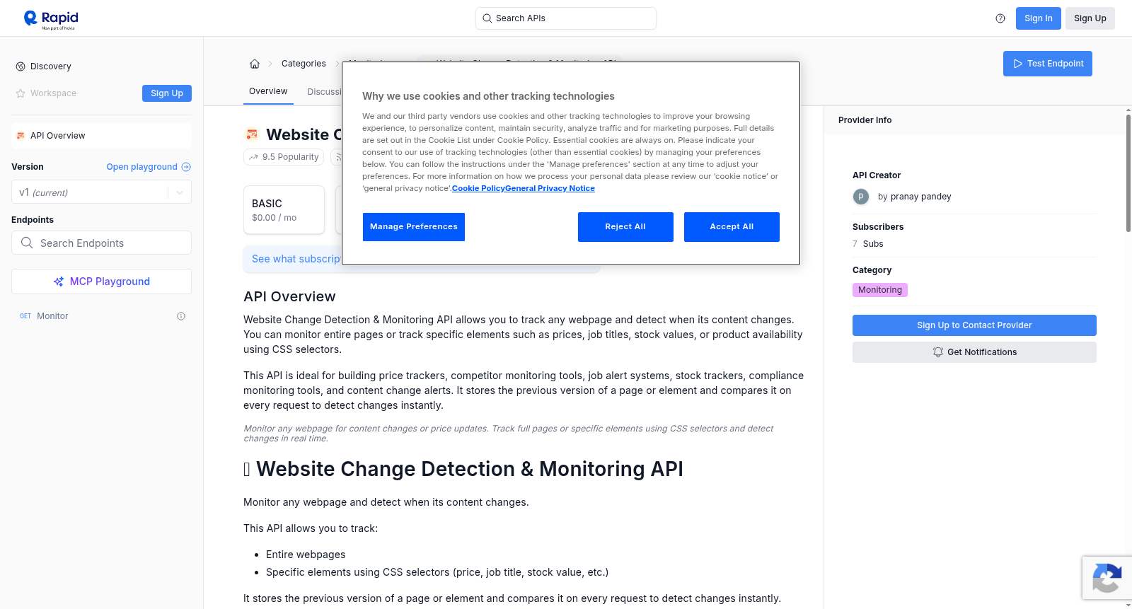 Website Change Detection & Monitoring API 数据集图片