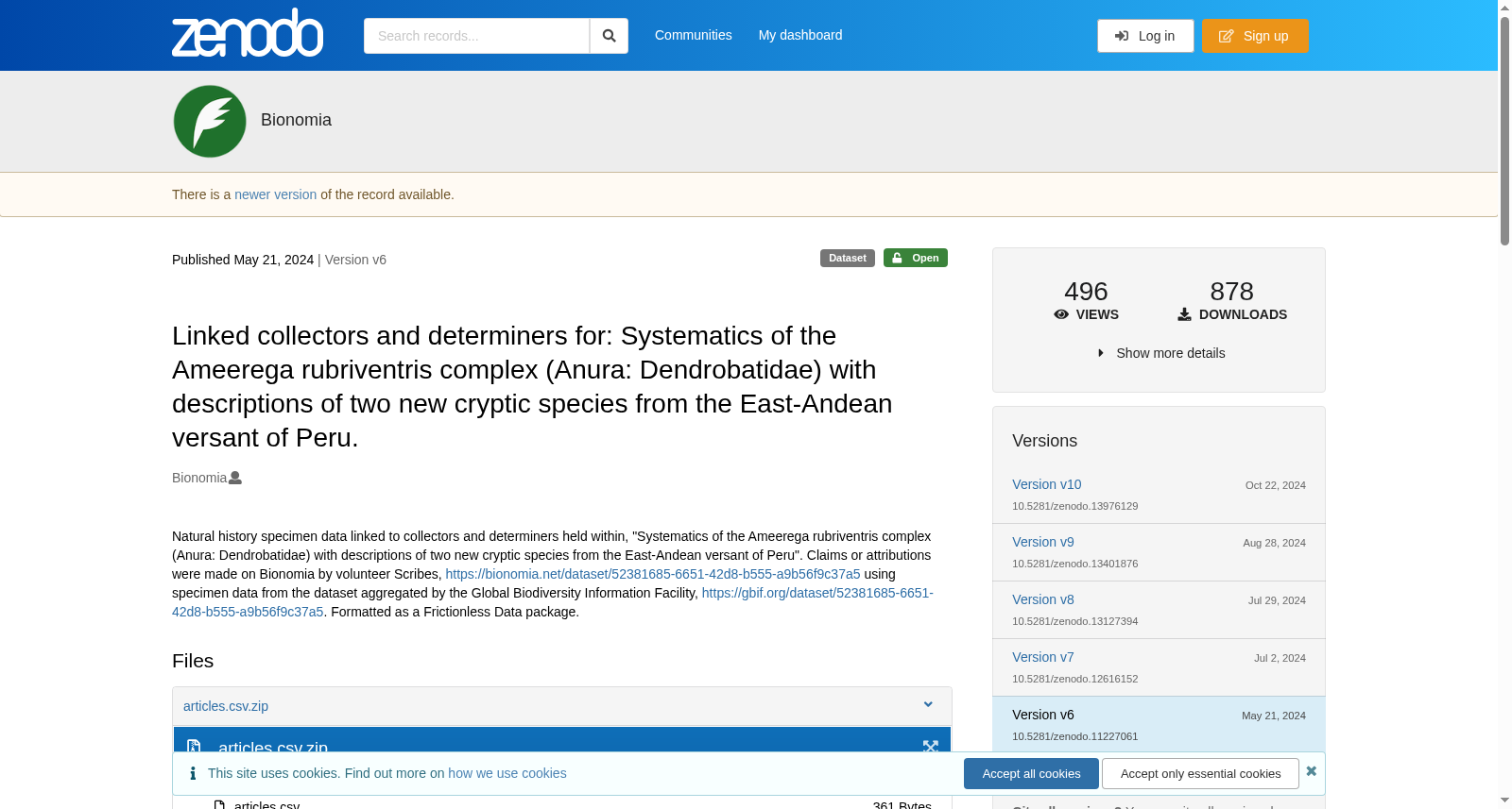 Linked collectors and determiners for: Systematics of the Ameerega rubriventris complex (Anura: Dendrobatidae) with descriptions of two new cryptic species from the East-Andean versant of Peru. 数据集图片