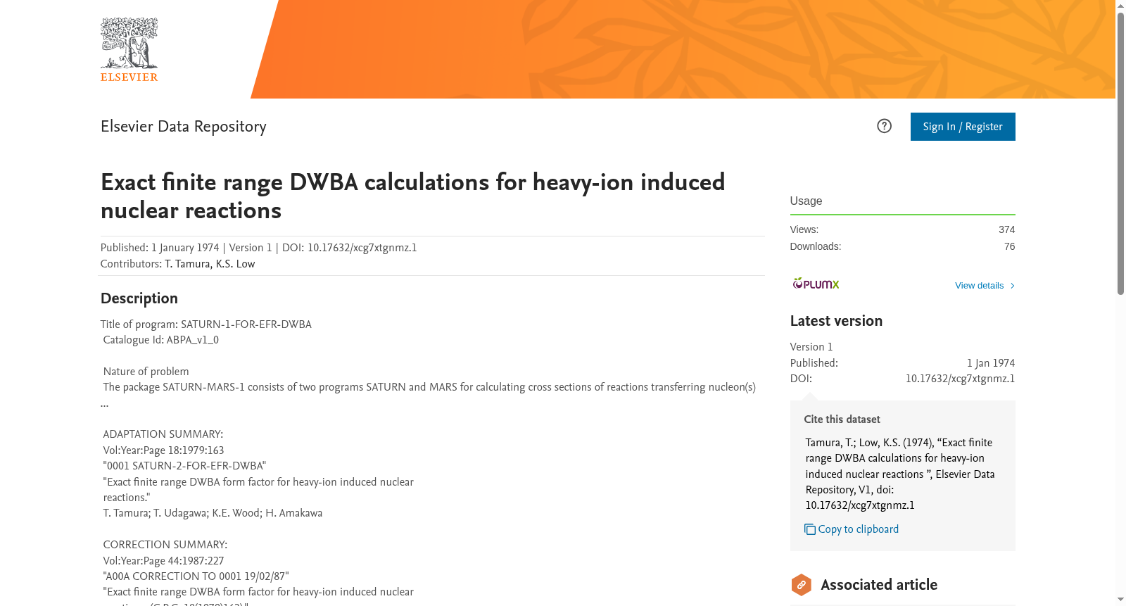 Exact finite range DWBA calculations for heavy-ion induced nuclear reactions 数据集图片