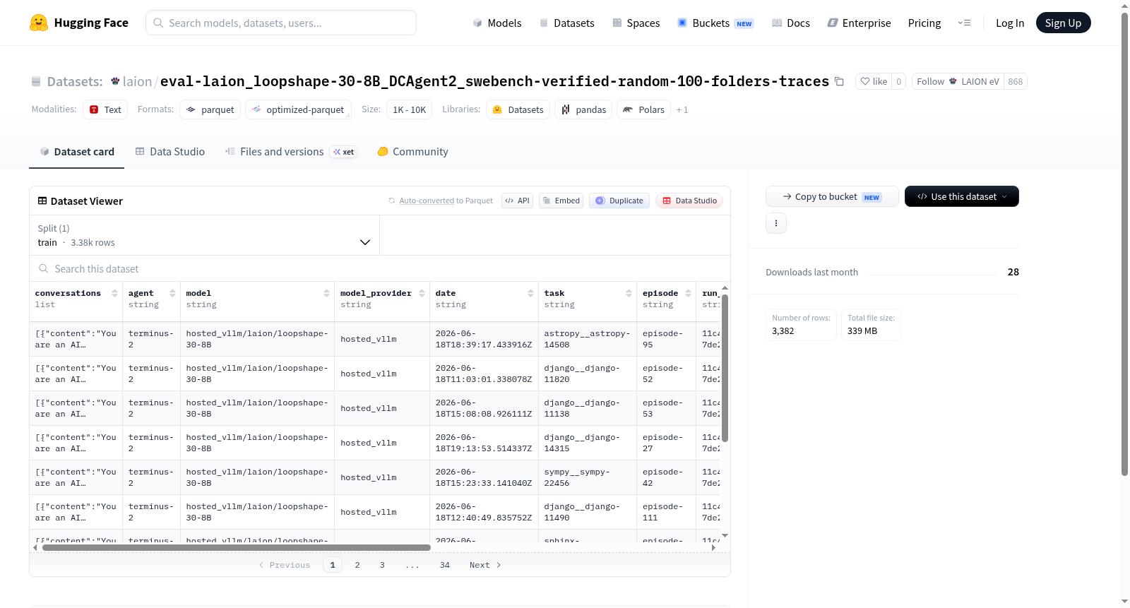 laion/eval-laion_loopshape-30-8B_DCAgent2_swebench-verified-random-100-folders-traces 数据集图片