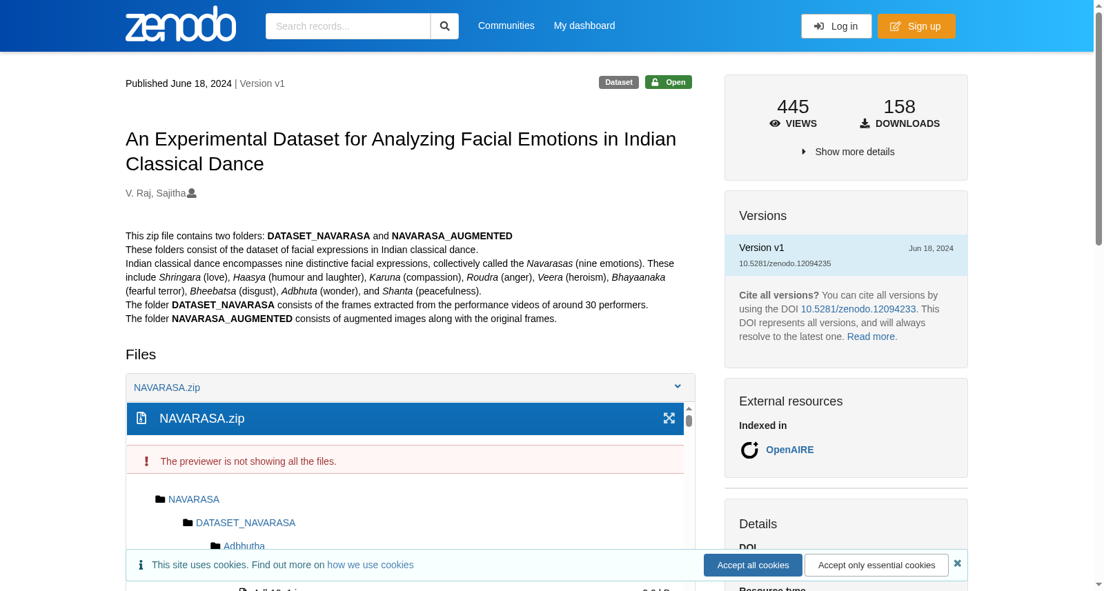 An Experimental Dataset for Analyzing Facial Emotions in Indian Classical Dance 数据集图片