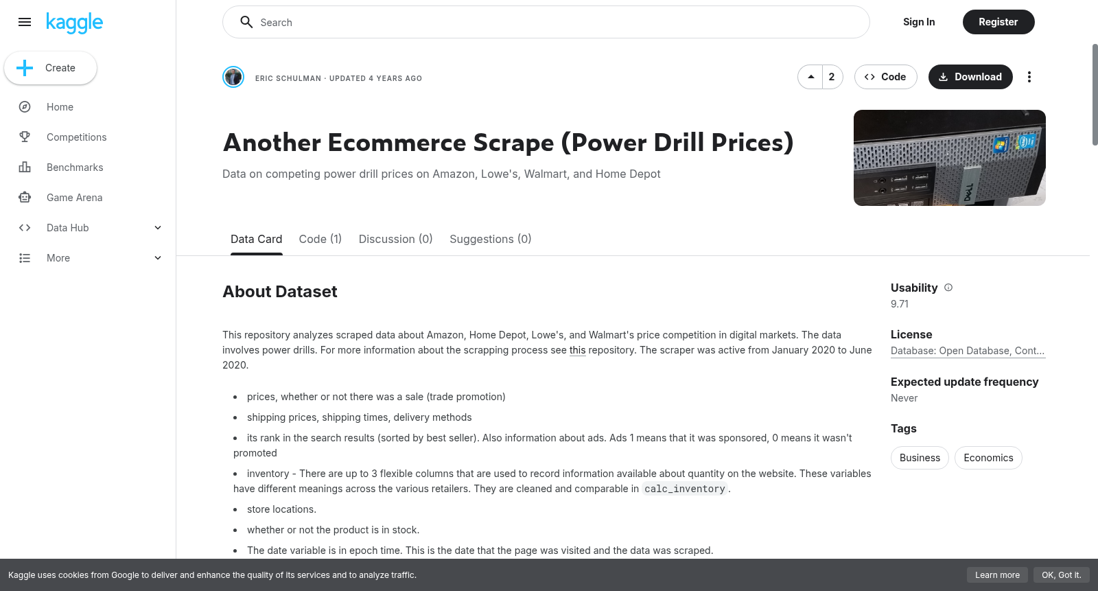 Another Ecommerce Scrape (Power Drill Prices) 数据集图片