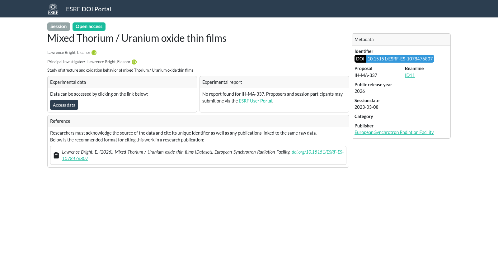 Mixed Thorium / Uranium oxide thin films 数据集图片