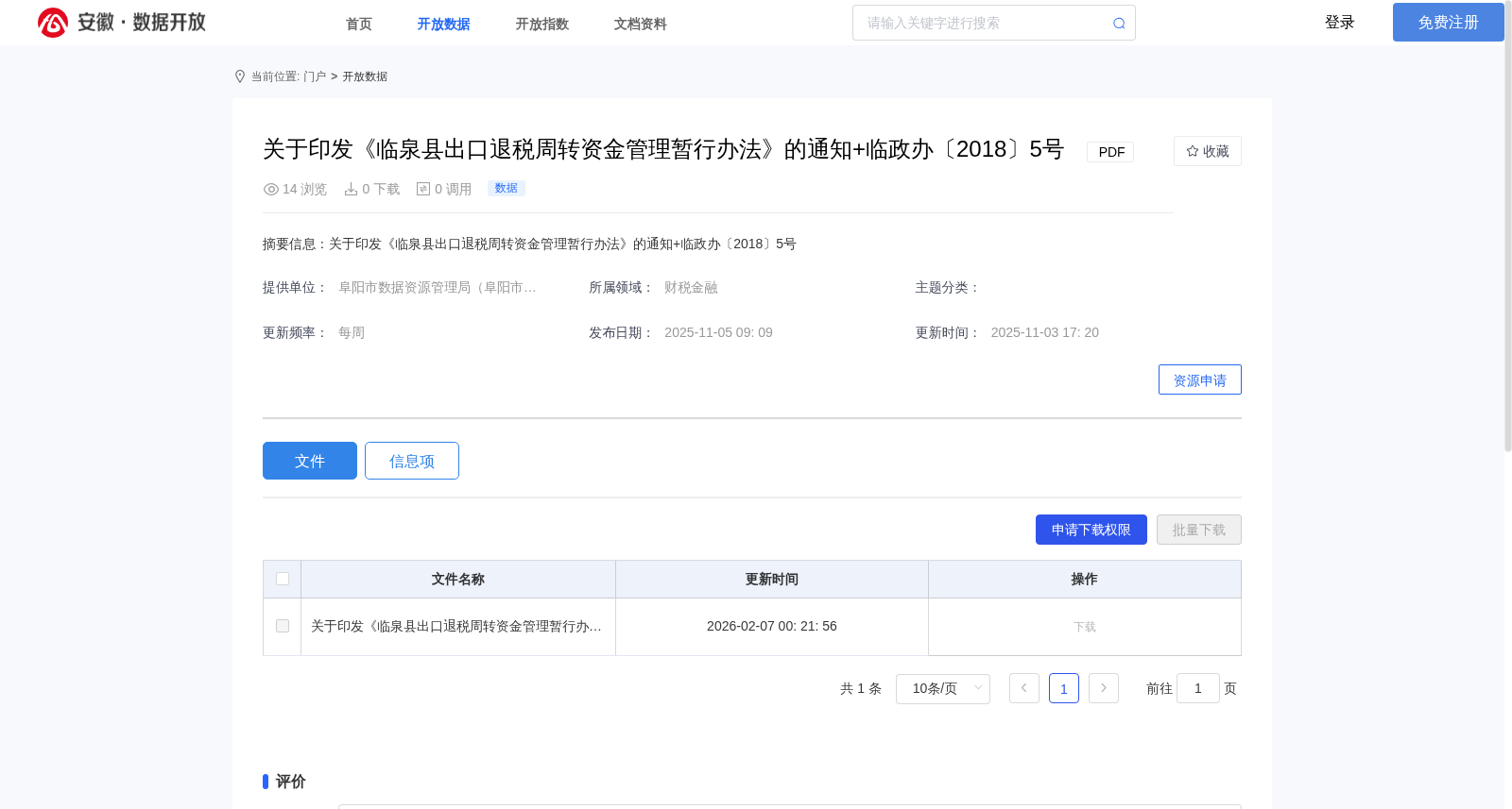 关于印发《临泉县出口退税周转资金管理暂行办法》的通知+临政办〔2018〕5号 数据集图片