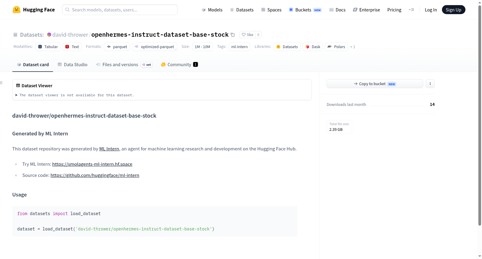 david-thrower/openhermes-instruct-dataset-base-stock 数据集图片