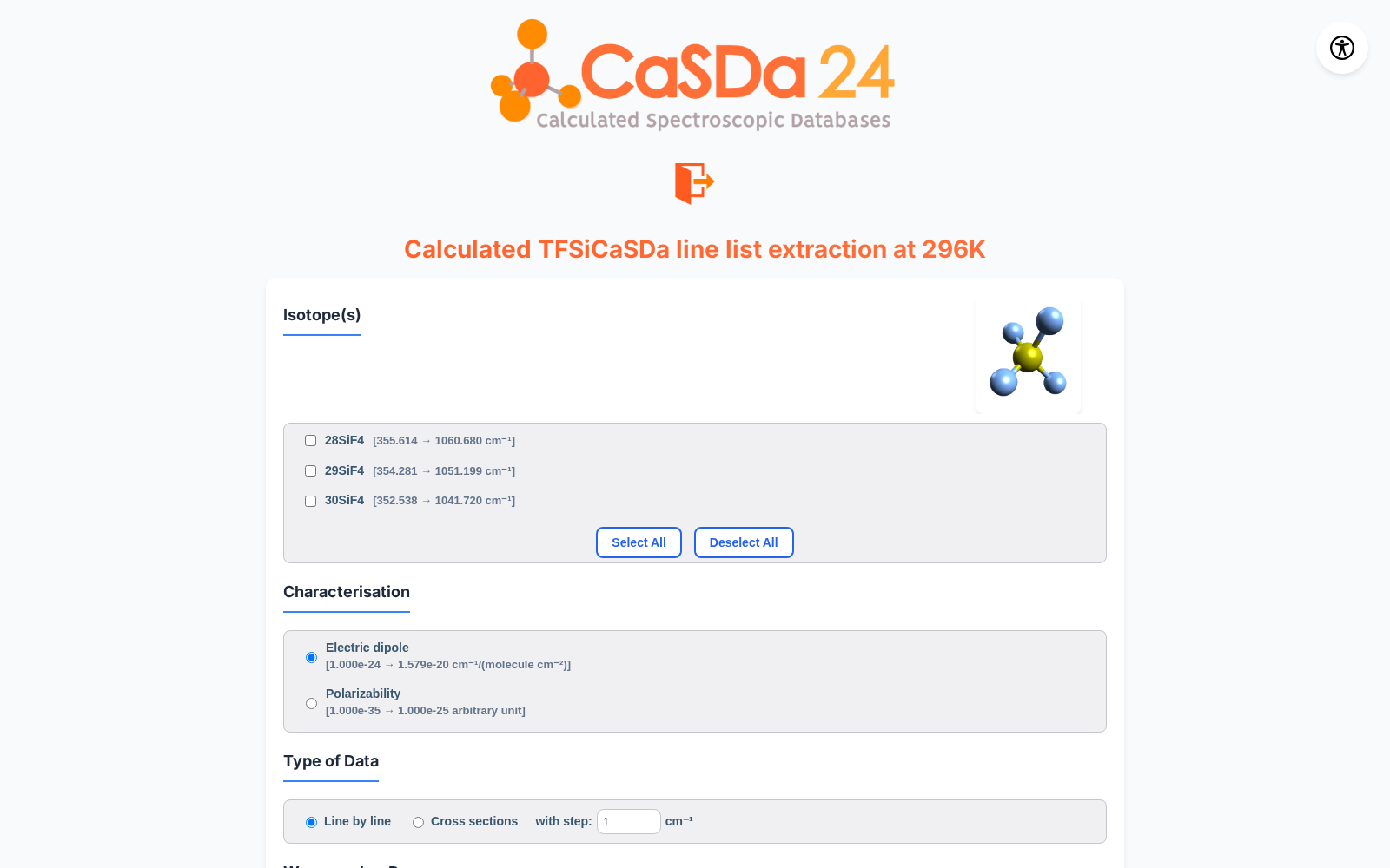 TFSiCaSDa : Tetra-Fluoro Silane Calculated Spectroscopic Database 数据集图片