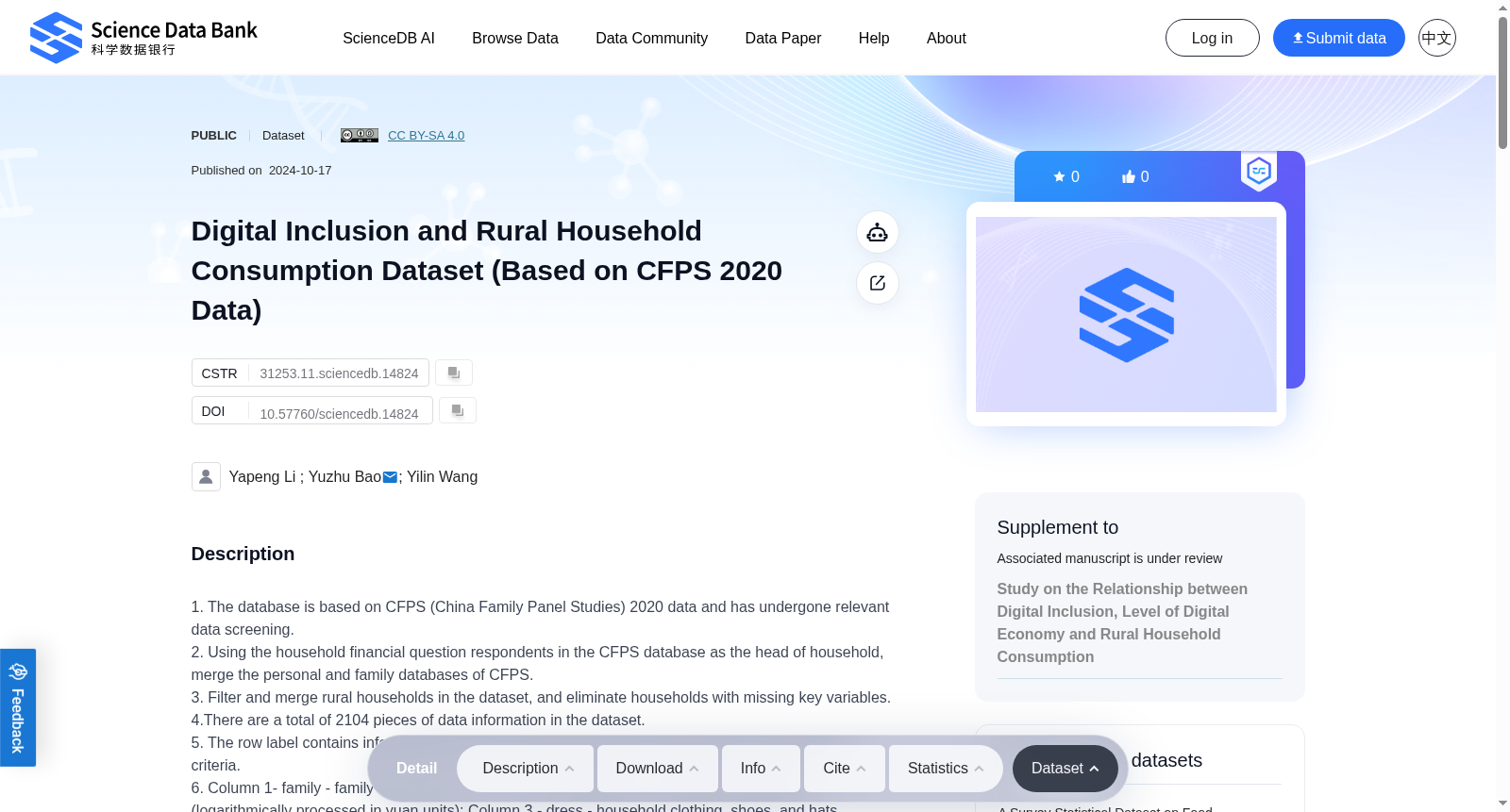 Digital Inclusion and Rural Household Consumption Dataset (Based on CFPS 2020 Data) 数据集图片