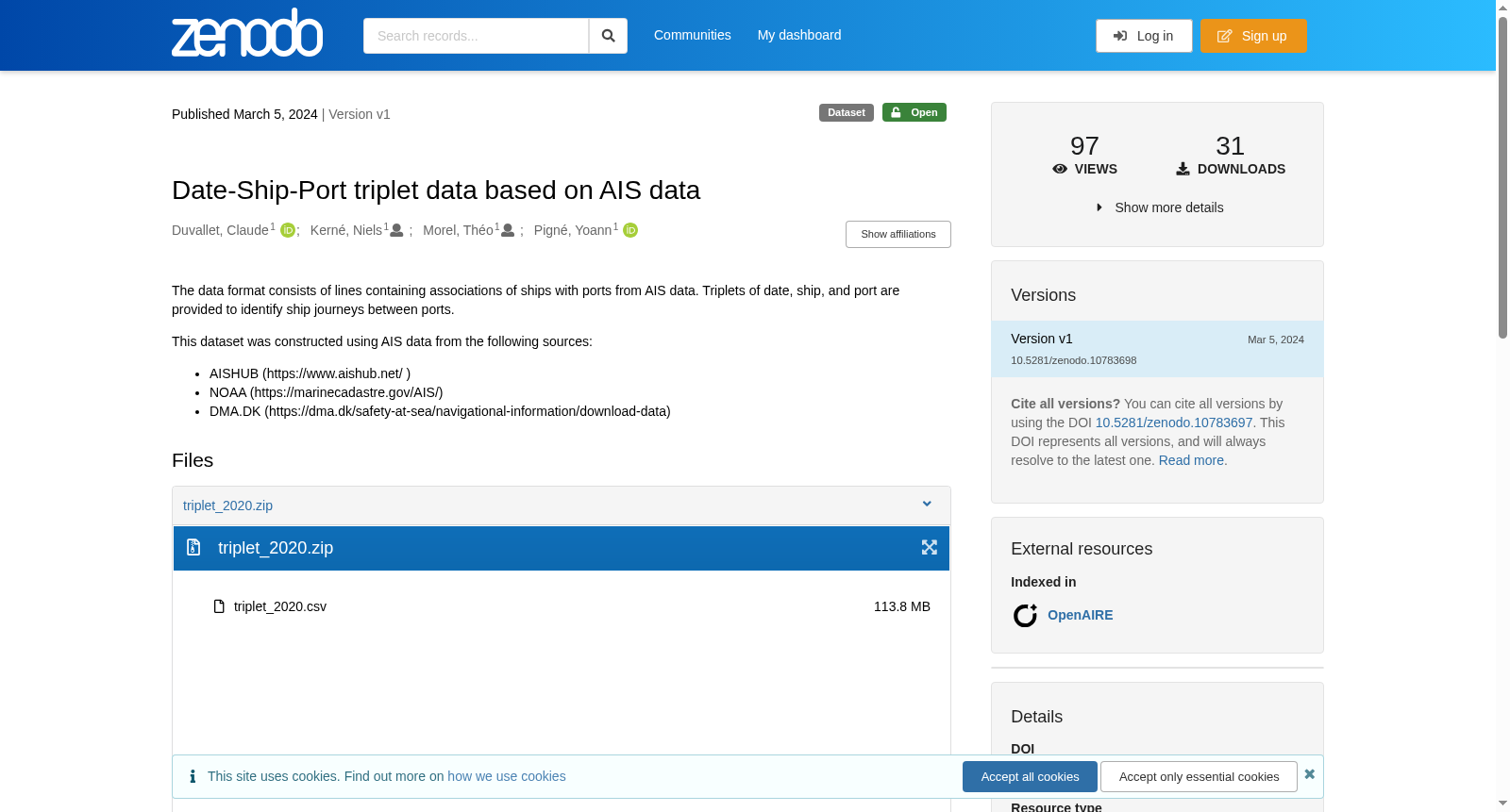 Date-Ship-Port triplet data based on AIS data 数据集图片