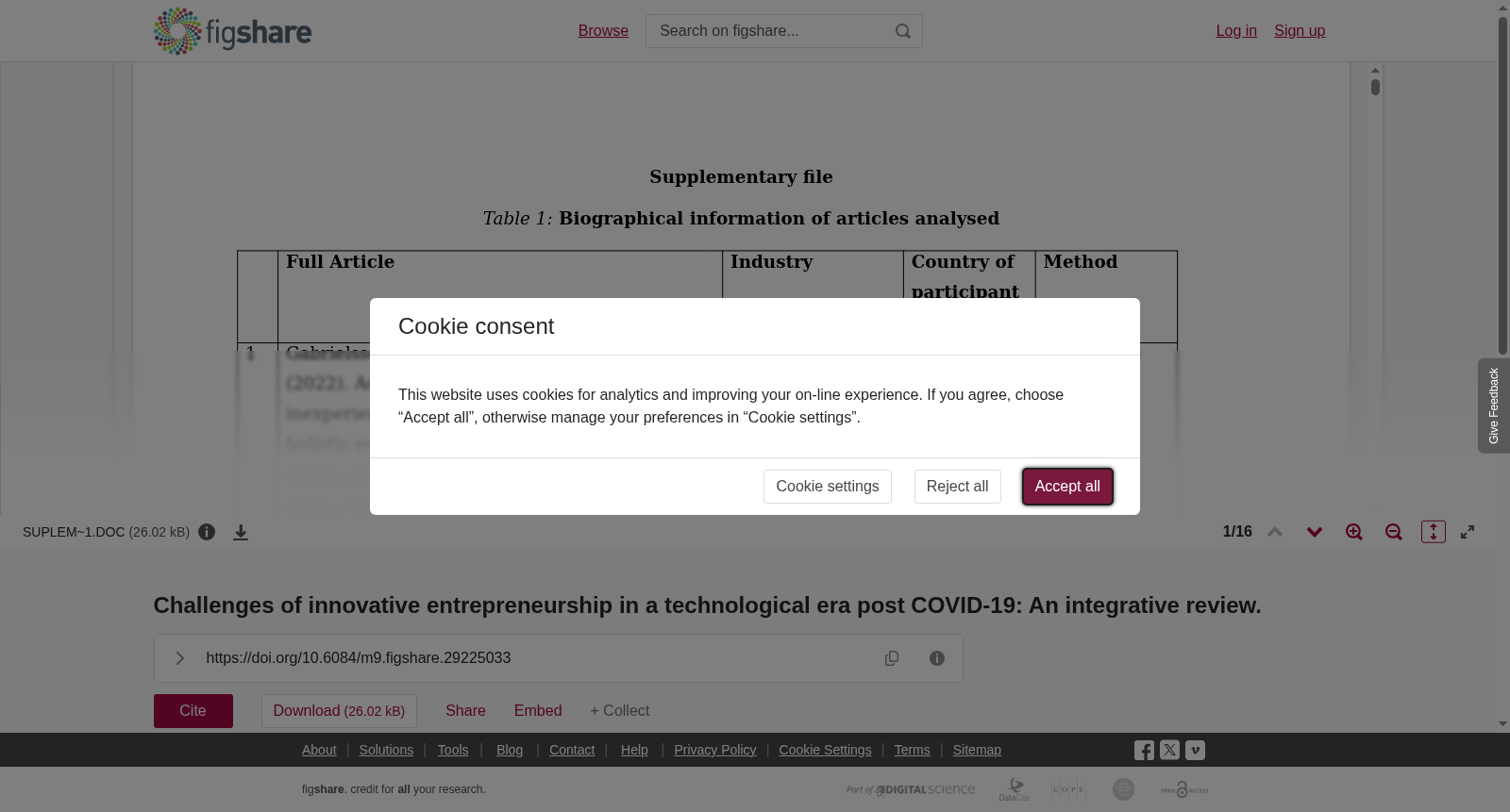 <b>Challenges of innovative entrepreneurship in a technological era post COVID-19: An integrative review.</b> 数据集图片