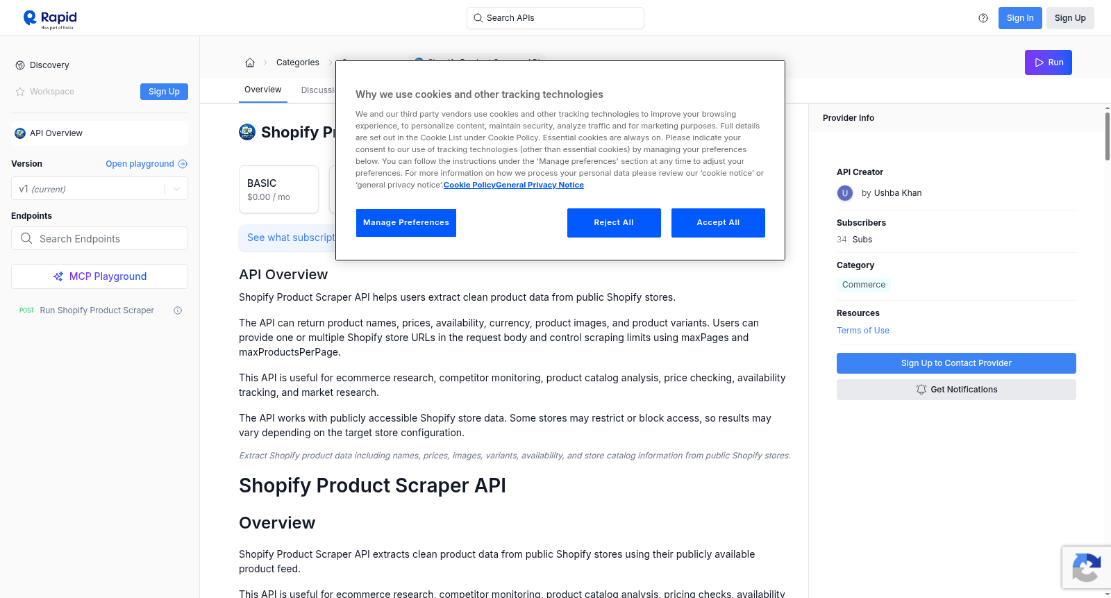 Shopify Product Scraper API 数据集图片