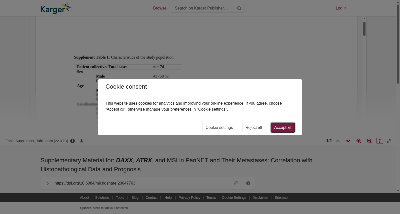 Supplementary Material for: <b><i>DAXX</i></b>, <b><i>ATRX</i></b>, and MSI in PanNET and Their Metastases: Correlation with Histopathological Data and Prognosis 数据集图片