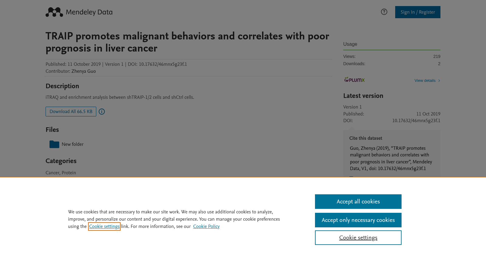 TRAIP promotes malignant behaviors and correlates with poor prognosis in liver cancer 数据集图片