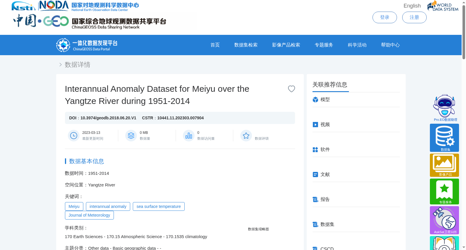 长江梅雨年际异常数据集(1951-2014) 数据集图片