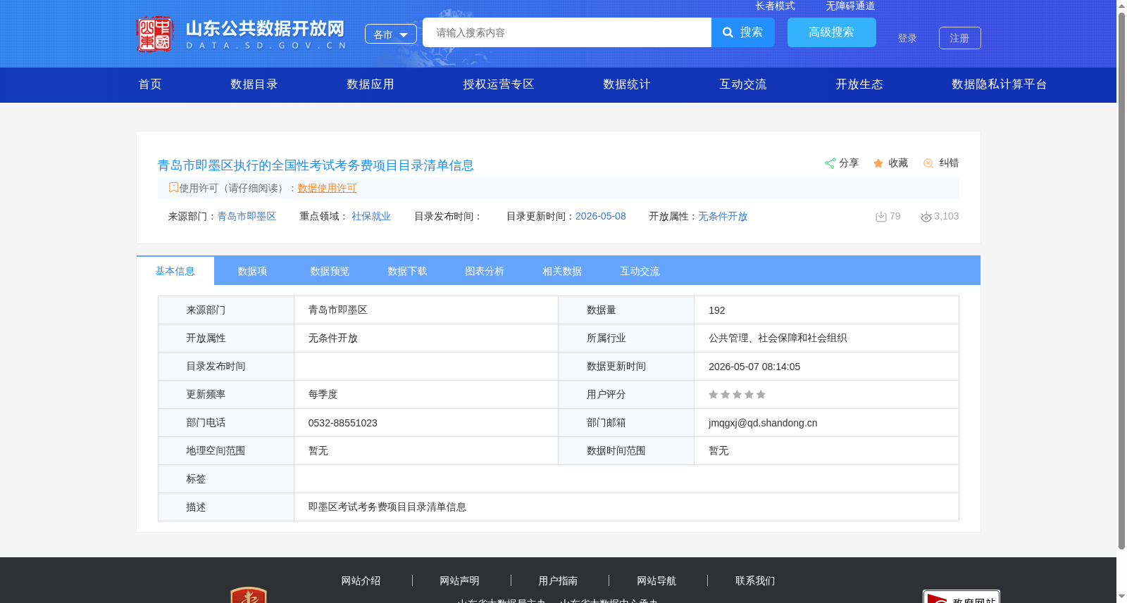 青岛市即墨区执行的全国性考试考务费项目目录清单信息 数据集图片