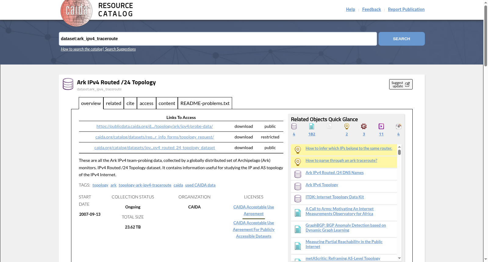 CAIDA UCSD IPv4 Routed /24 Topology 数据集图片