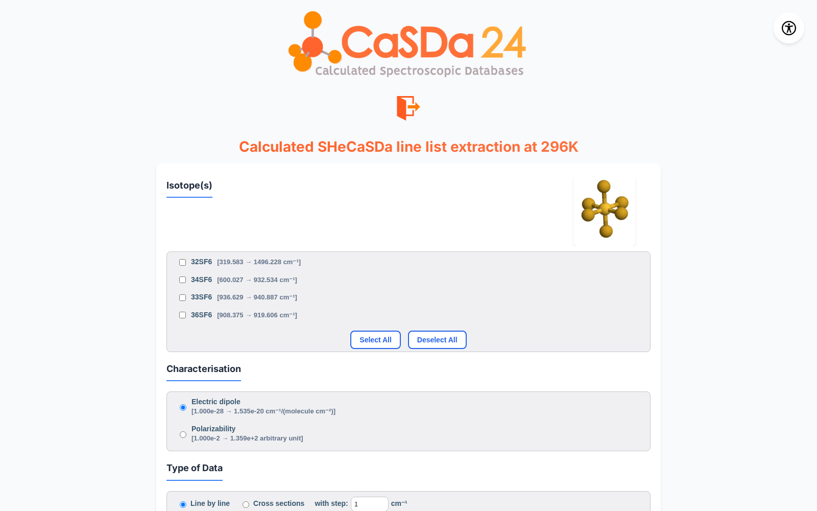 SHeCaSDa - SF6 Calculated Spectroscopic Database 数据集图片