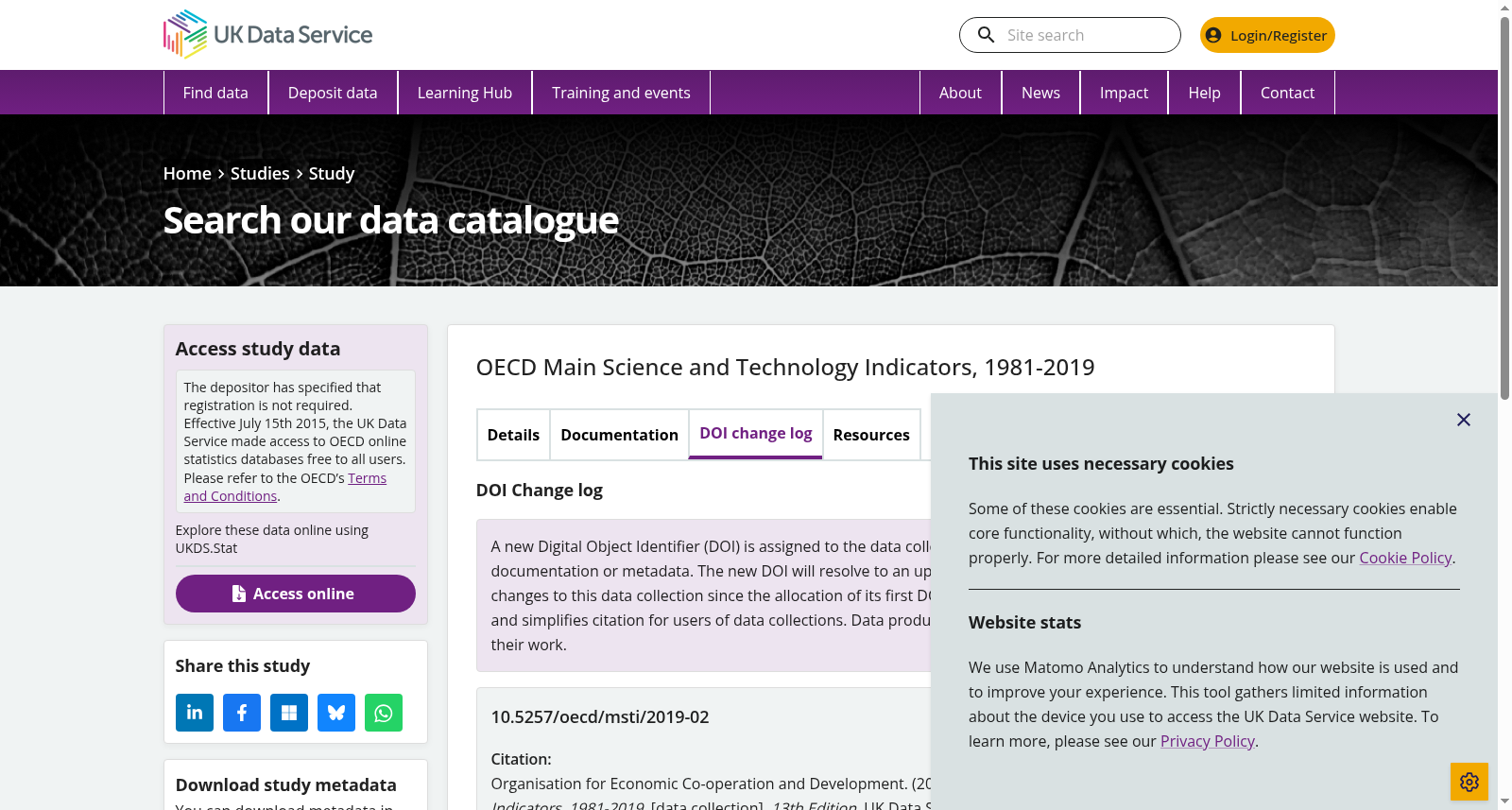 OECD Main Science and Technology Indicators, 1981-2016 数据集图片