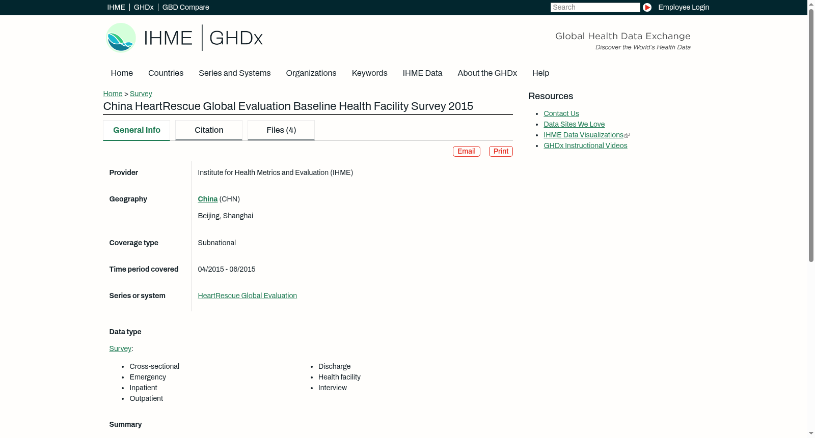 China HeartRescue Global Evaluation Baseline Health Facility Survey 2015 数据集图片