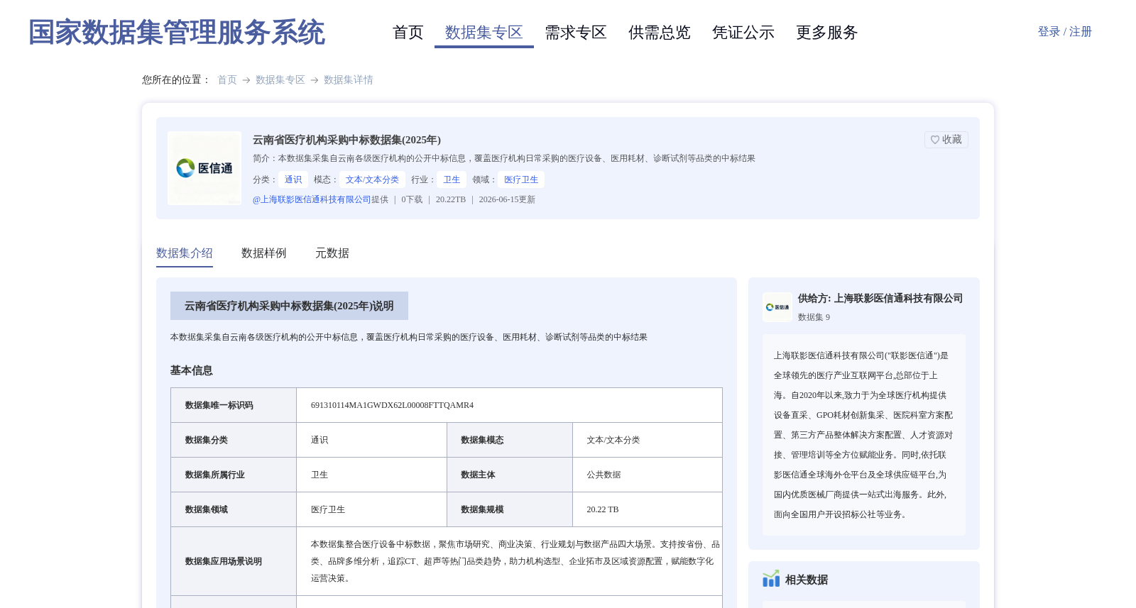 云南省医疗机构采购中标数据集(2025年) 数据集图片