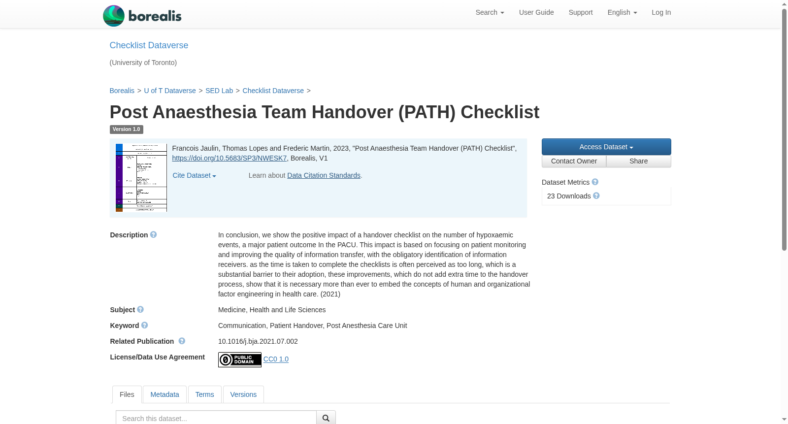 Post Anaesthesia Team Handover (PATH) Checklist 数据集图片