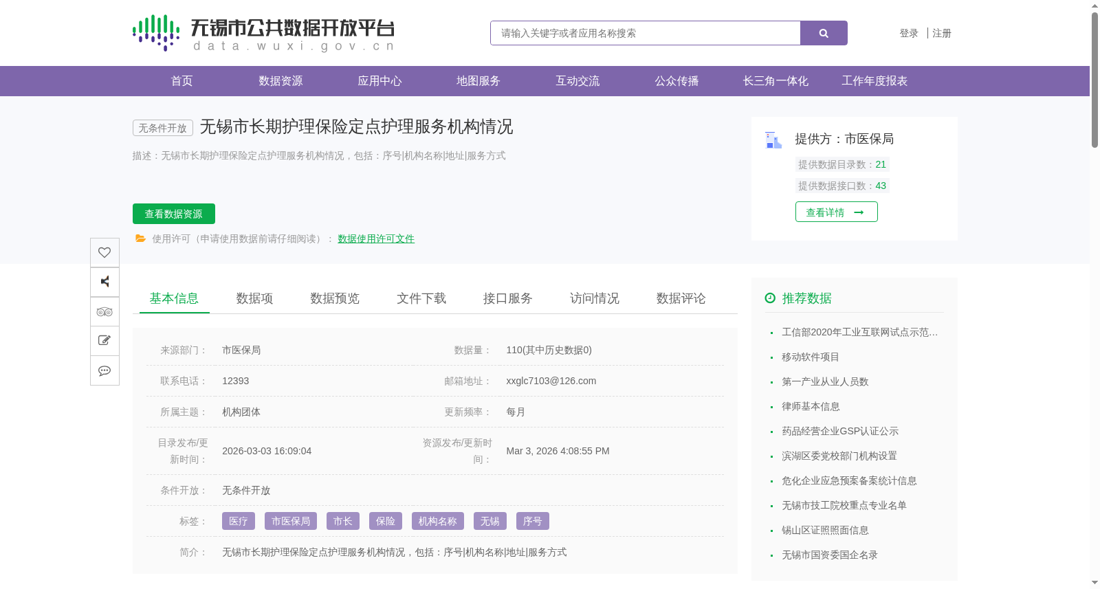 无锡市长护险定点服务机构名单 数据集图片