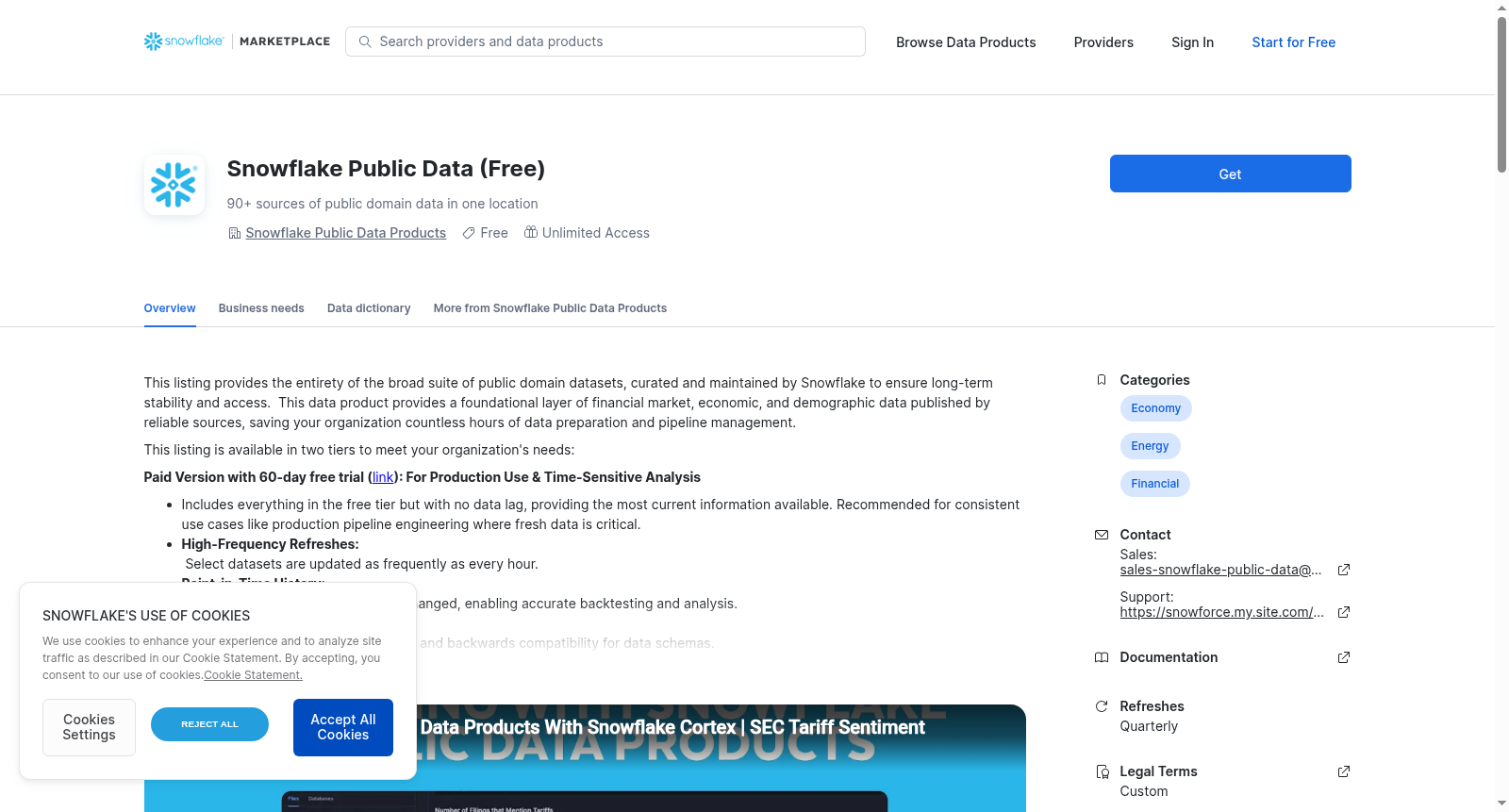 Snowflake Public Data (Free) 数据集图片