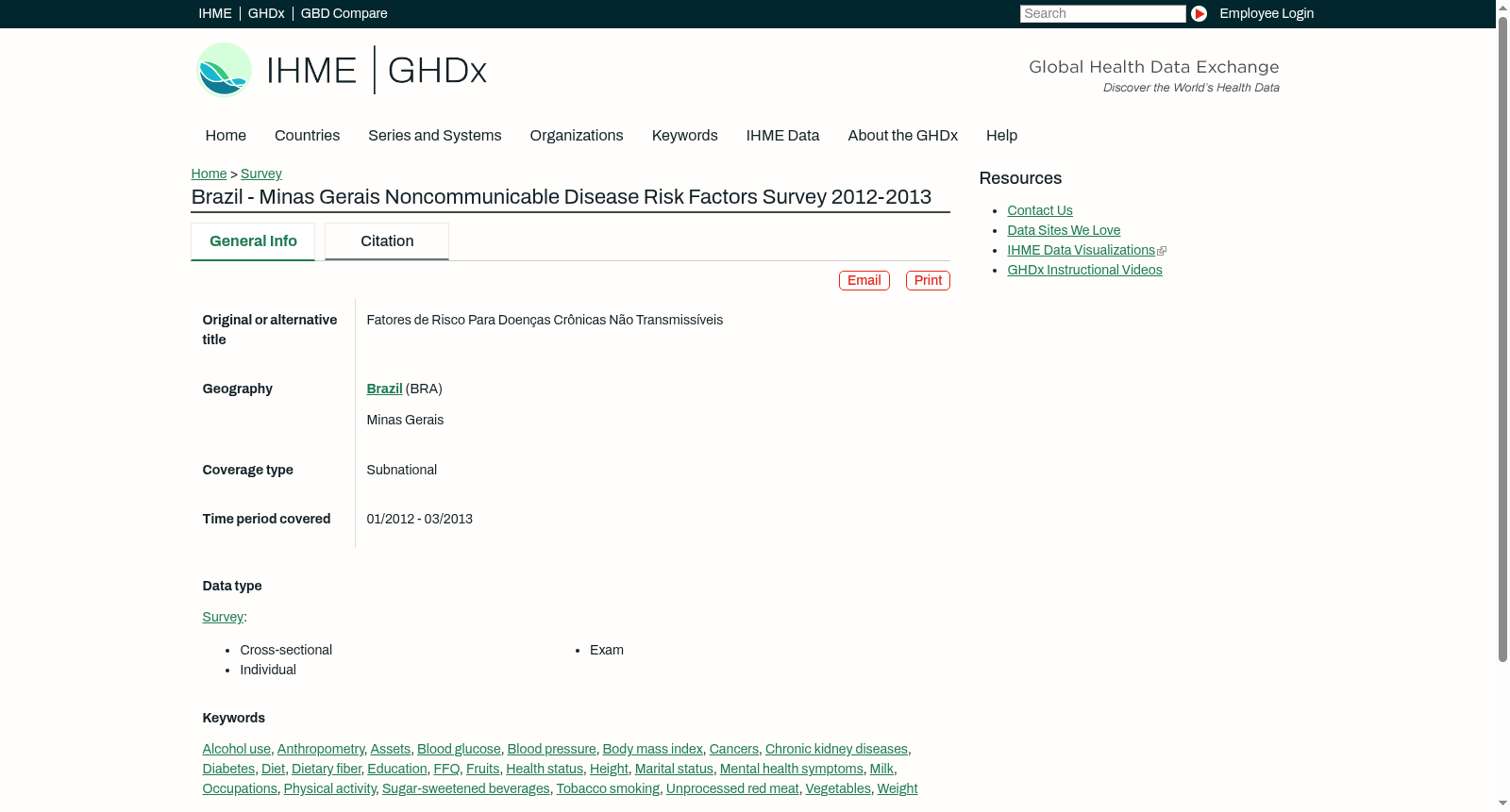 Brazil - Minas Gerais Noncommunicable Disease Risk Factors Survey 2012-2013 数据集图片