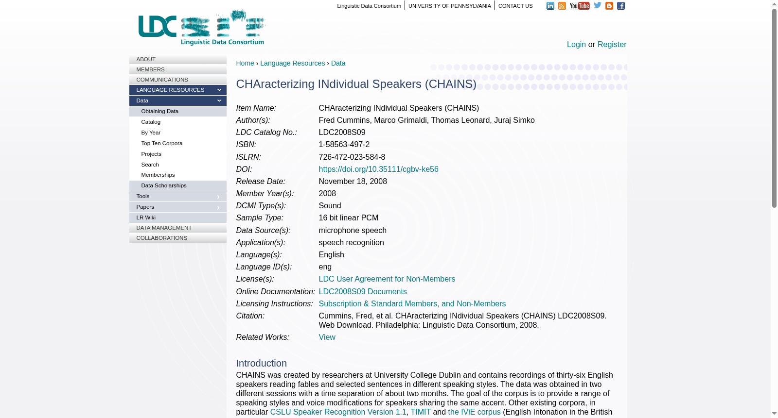 CHAracterizing INdividual Speakers (CHAINS) 数据集图片
