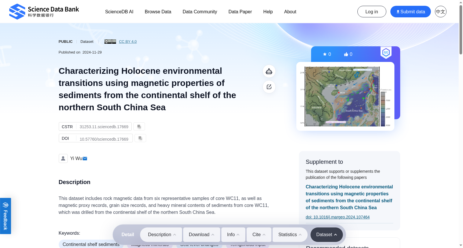 Characterizing Holocene environmental transitions using magnetic properties of sediments from the continental shelf of the northern South China Sea 数据集图片