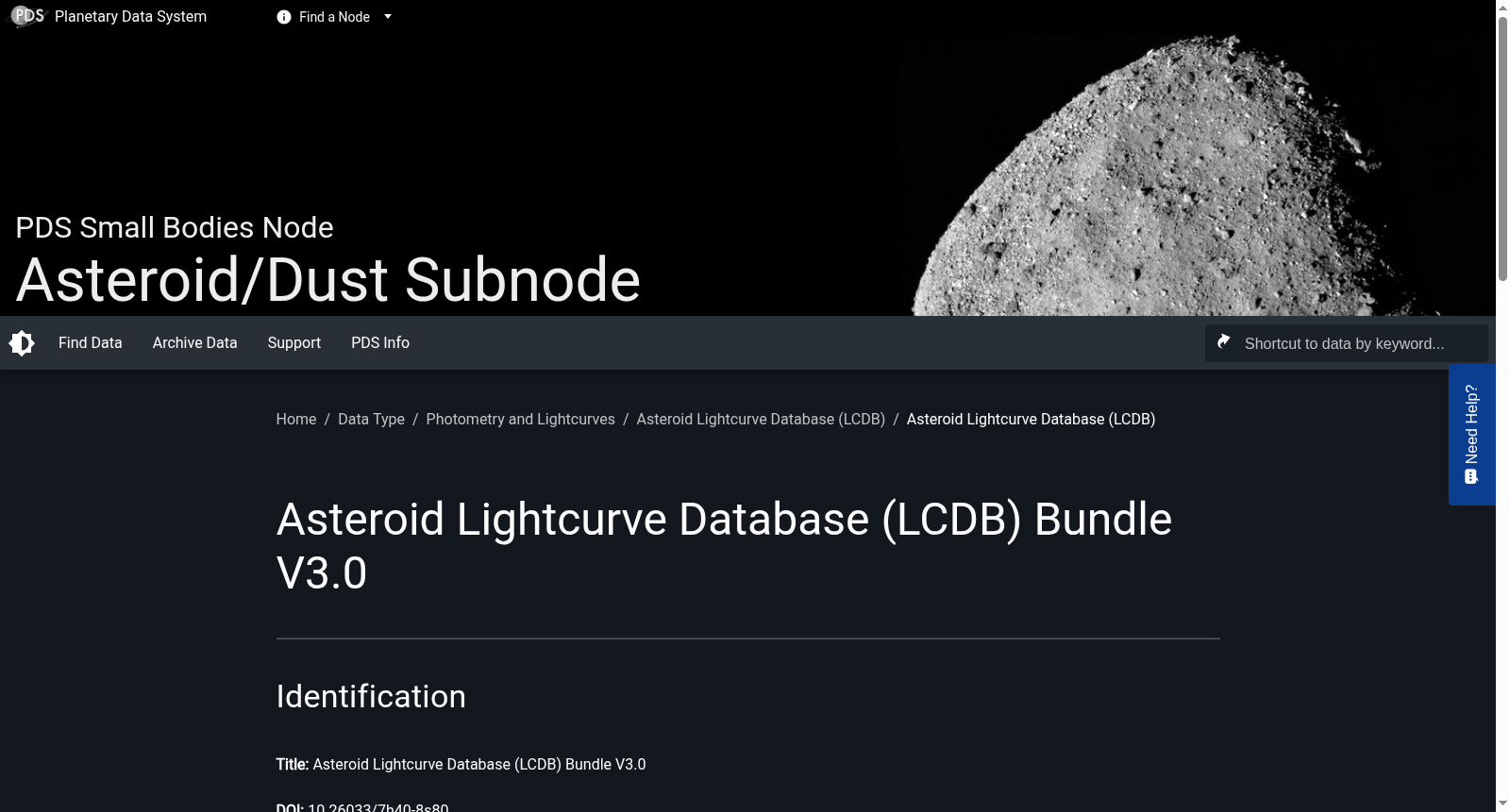 Asteroid Lightcurve Data Base (LCDB) Bundle V3.0 数据集图片