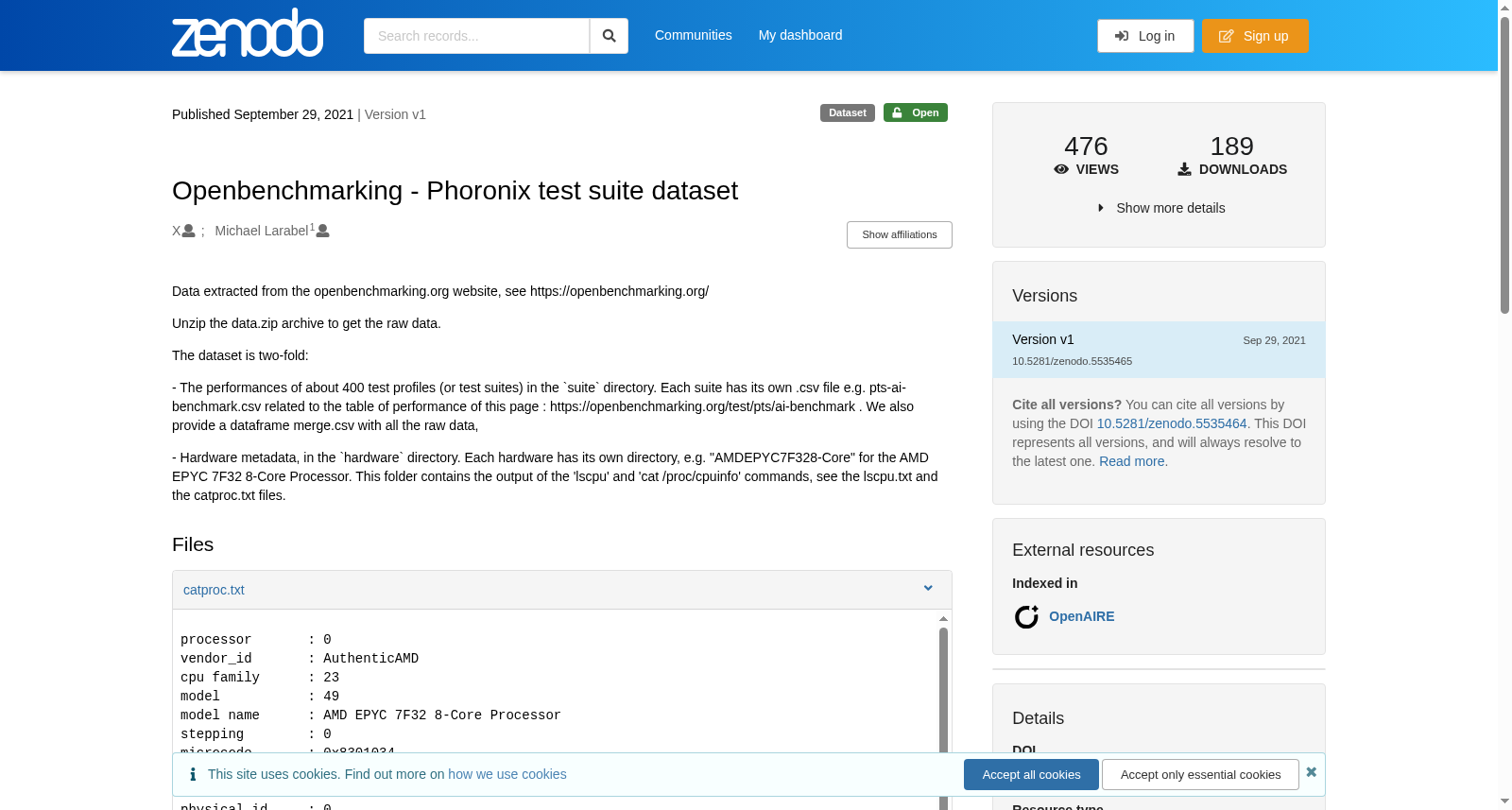 Openbenchmarking - Phoronix test suite dataset 数据集图片