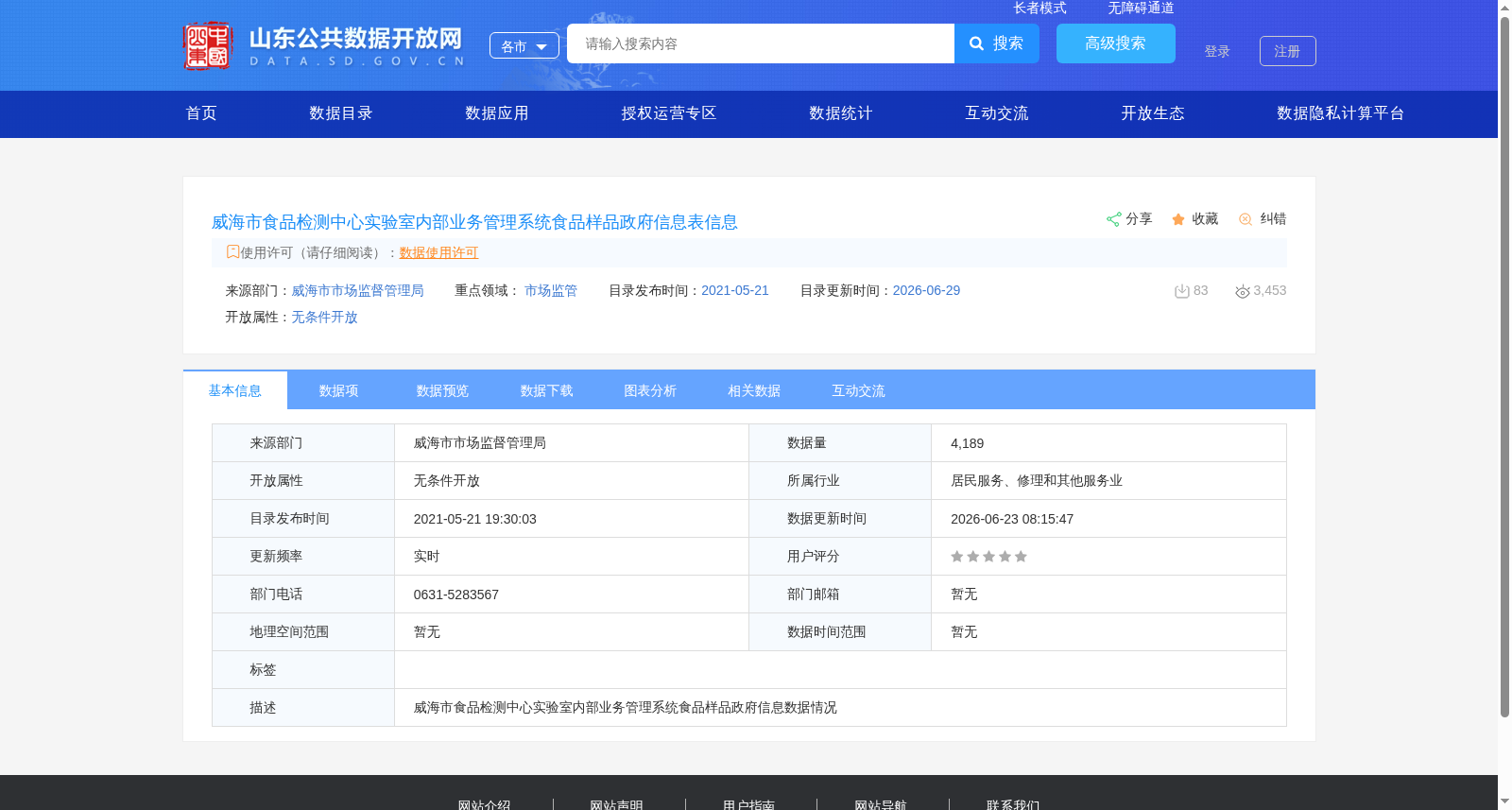 威海市食品检测中心实验室内部业务管理系统食品样品政府信息表信息 数据集图片