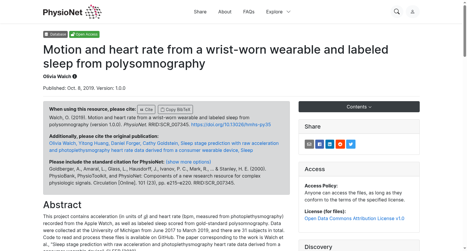 Motion and heart rate from a wrist-worn wearable and labeled sleep from polysomnography 数据集图片