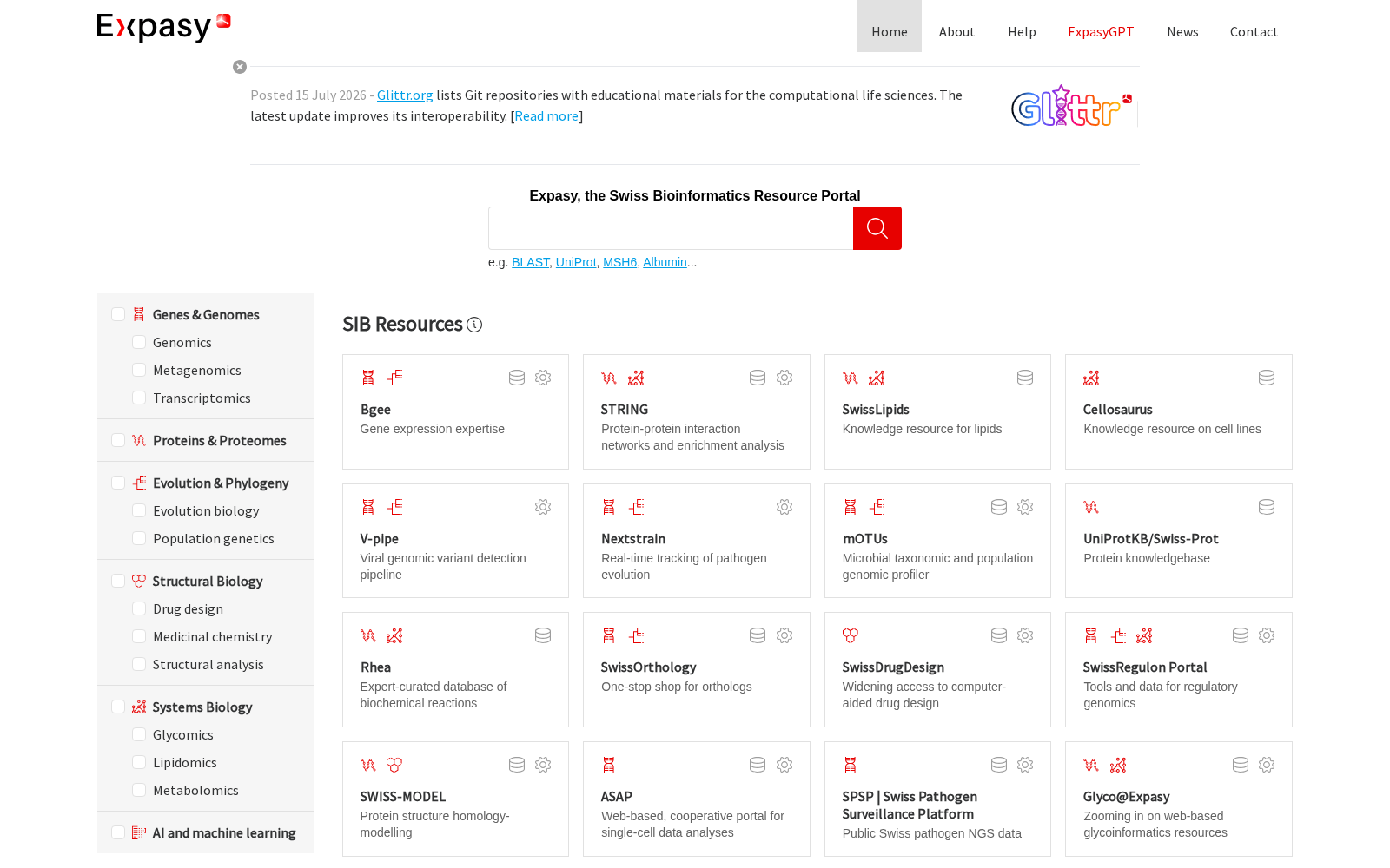 ExPASy Bioinformatics Resource Portal 数据集图片